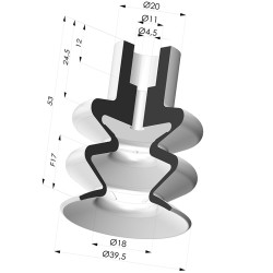 Ventouse 2.5 Soufflets Série 8B Ø 40MM