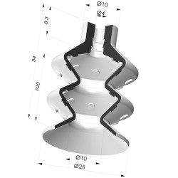 Ventouse 2.5 Soufflets Série 8M Ø 25MM