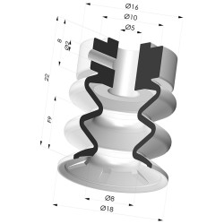 Ventouse 2.5 Soufflets Série 8TR Ø 18.1MM - Avec trou