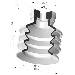 Ventouse 3.5 Soufflets Série 82SB Ø 30MM
