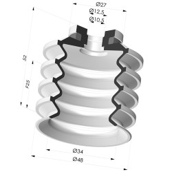 Ventouse 4.5 soufflets série 92-2 Ø48,3 mm