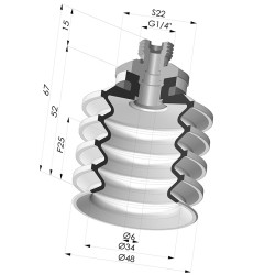 Ventouse 4.5 soufflets série 92-2 Ø48,3 mm