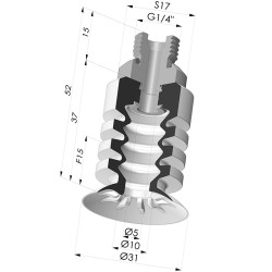 Ventouse 4.5 Soufflets Série 95-2 Ø 31MM