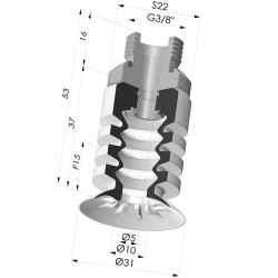 Ventouse 4.5 Soufflets Série 95-2 Ø 31MM