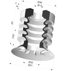 Ventouse 4.5 Soufflets Série 95-2 Ø 51MM