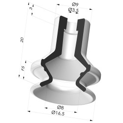 Ventouse 1.5 Soufflets Série 91 Ø 16,5MM