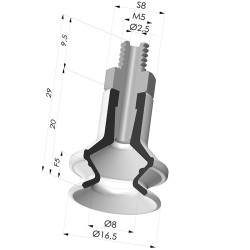 Ventouse 1.5 Soufflets Série 91 Ø 16,5MM