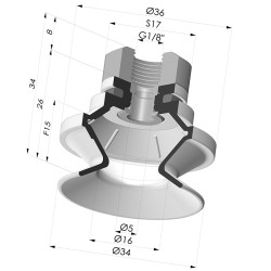 Ventouse 1.5 Soufflets Série 91 Ø 34MM