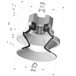 Ventouse 1.5 Soufflets Série 91 Ø 34MM