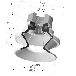 Ventouse 1.5 Soufflets Série 91 Ø 34MM