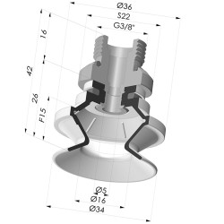 Ventouse 1.5 Soufflets Série 91 Ø 34MM