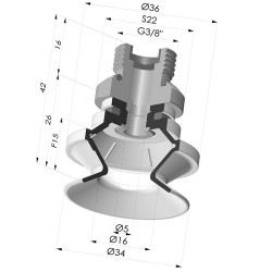 Ventouse 1.5 Soufflets Série 91 Ø 34MM