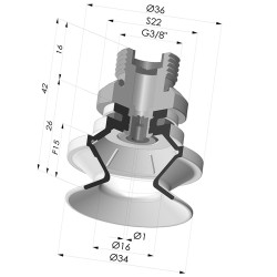 Ventouse 1.5 Soufflets Série 91 Ø 34MM