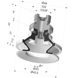 Ventouse 1.5 Soufflets Série 91 Ø 40MM