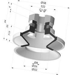 Ventouse 1.5 Soufflets Série 91 Ø 50MM