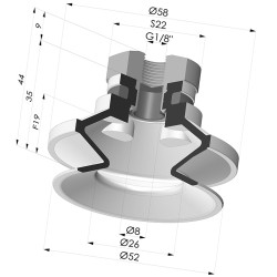 Ventouse 1.5 Soufflets Série 91 Ø 50MM