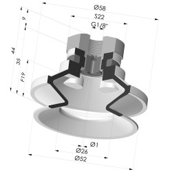 Ventouse 1.5 Soufflets Série 91 Ø 50MM