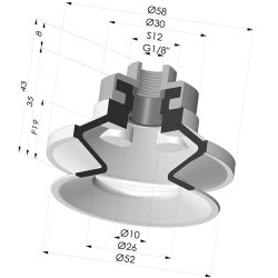 Ventouse 1.5 Soufflets Série 91 Ø 50MM