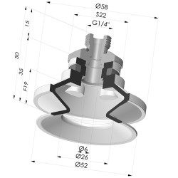 Ventouse 1.5 Soufflets Série 91 Ø 50MM