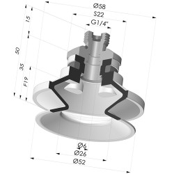 Ventouse 1.5 Soufflets Série 91 Ø 50MM