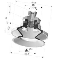 Ventouse 1.5 Soufflets Série 91 Ø 50MM