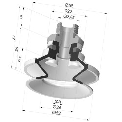 Ventouse 1.5 Soufflets Série 91 Ø 50MM