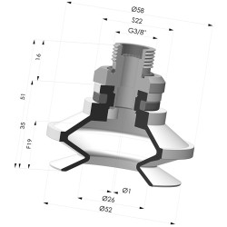 Ventouse 1.5 Soufflets Série 91 Ø 50MM