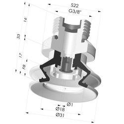 Ventouse 1.5 Soufflets Série 97B Ø 31MM