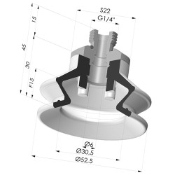 Ventouse 1.5 Soufflets Série 97B Ø 52.5MM