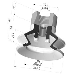 Ventouse 1.5 Soufflets Série 97B Ø 52.5MM