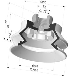 Ventouse 1.5 Soufflets Série 97B Ø 70MM