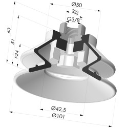 Ventouse 1.5 Soufflets Série 97B Ø 100MM