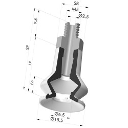Ventouse 1.5 Soufflets Série 97C Ø 15.5MM