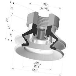 Ventouse 1.5 Soufflets Série 97C Ø 31MM