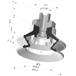 Ventouse 1.5 Soufflets Série 97C Ø 41.4MM