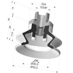 Ventouse 1.5 Soufflets Série 97C Ø 52.5MM