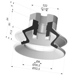 Ventouse 1.5 Soufflets Série 97C Ø 52.5MM