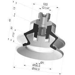 Ventouse 1.5 Soufflets Série 97C Ø 52.5MM