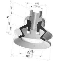 Ventouse 1.5 Soufflets Série 97C Ø 52.5MM