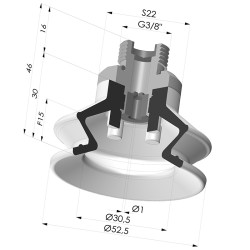 Ventouse 1.5 Soufflets Série 97C Ø 52.5MM