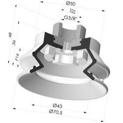 Ventouse 1.5 Soufflets Série 97C Ø 70MM