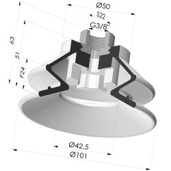 Ventouse 1.5 Soufflets Série 97C Ø 100MM