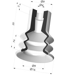 Ventouse 2.5 Soufflets Série 96B Ø 16MM