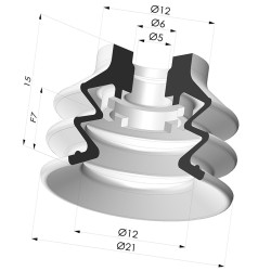 Ventouse 2.5 Soufflets Série 96B Ø 20MM