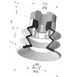 Ventouse 2.5 Soufflets Série 96B Ø 25MM