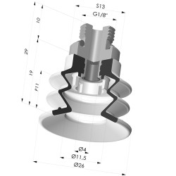 Ventouse 2.5 Soufflets Série 96B Ø 25MM