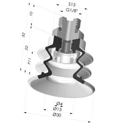 Ventouse 2.5 Soufflets Série 96B Ø 30MM