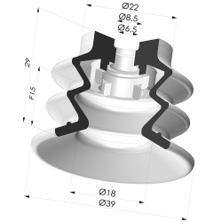 Ventouse 2.5 Soufflets Série 96B Ø 40MM