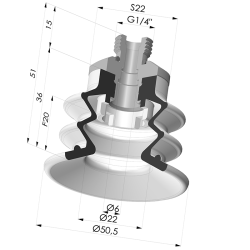 Ventouse 2.5 Soufflets Série 96B Ø 50MM