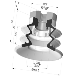 Ventouse 2.5 Soufflets Série 96B Ø 50MM